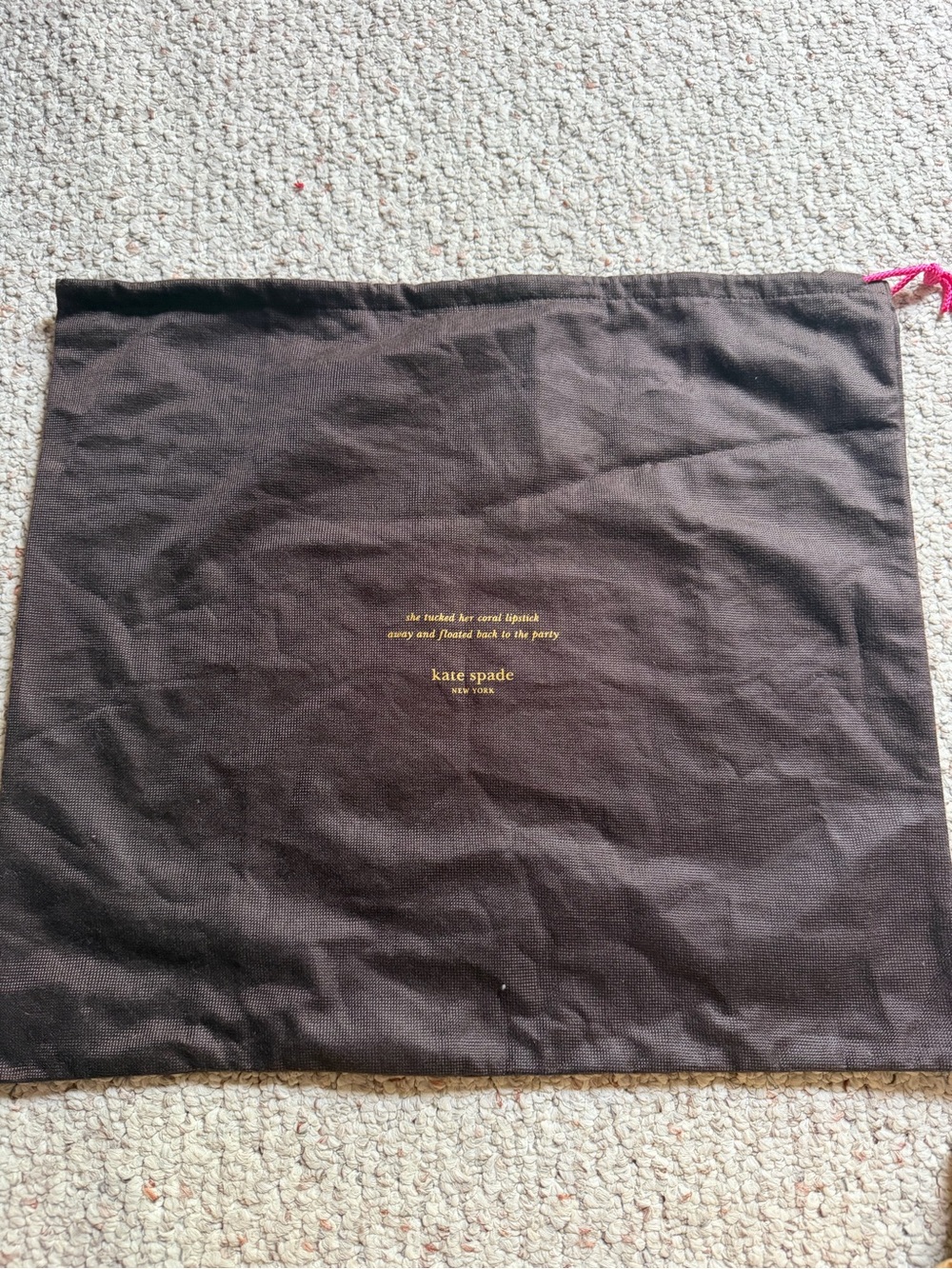kate spade Black Drawstring Dust Bag with Gold Logo